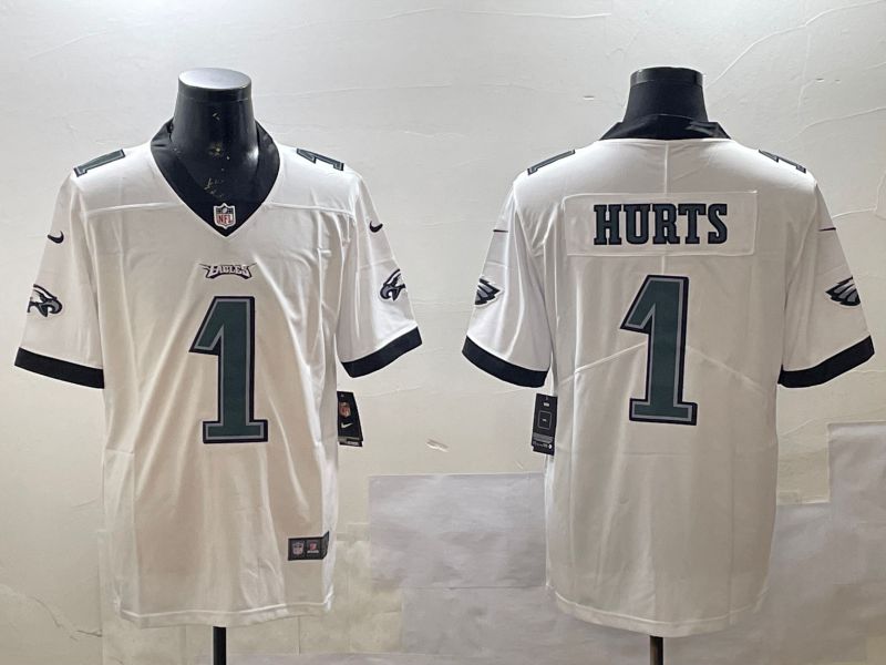 Men Philadelphia Eagles #1 Hurts White 2025 Nike Vapor Limited NFL Jersey style 1->philadelphia eagles->NFL Jersey